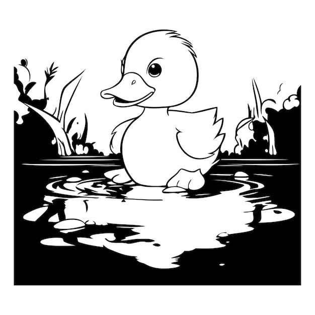 Vecteur illustration vectorielle d'un mignon canard dans l'eau dans le style dessin animé