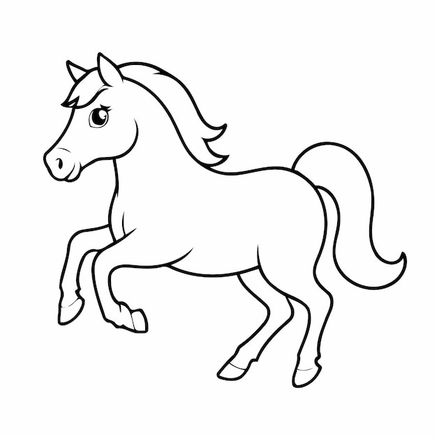 Illustration vectorielle d'un mignon cheval dessiné à la main pour les tout-petits