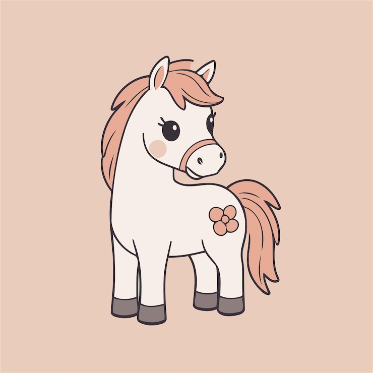Vecteur illustration vectorielle d'un mignon cheval pour livre d'histoires pour enfants
