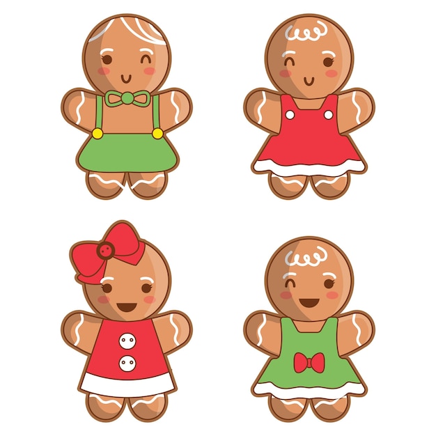 Vecteur illustration vectorielle de mignon chibi noël gingerbread man