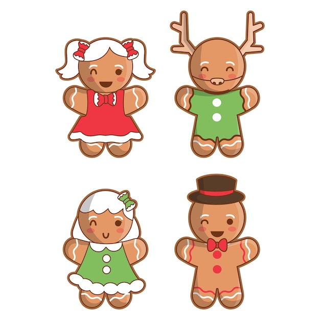 Illustration Vectorielle De Mignon Chibi Noël Gingerbread Man