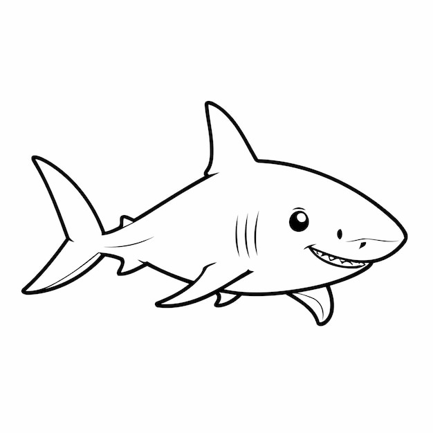 Vecteur illustration vectorielle d'un mignon dessin de requin pour la page de coloration