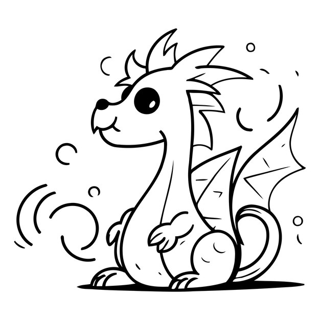 Vecteur illustration vectorielle d'un mignon dragon de dessin animé isolé sur fond blanc