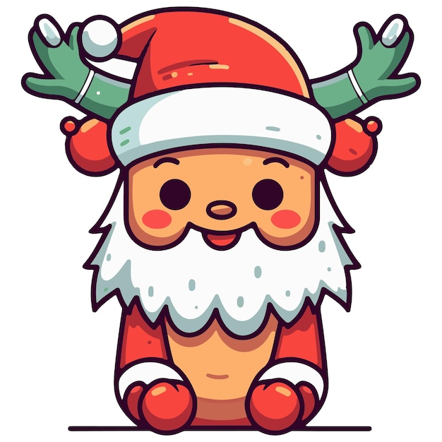 Illustration vectorielle de mignon Noël Père Noël mascotte