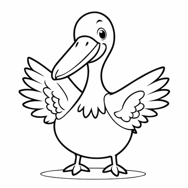 Illustration vectorielle d'un mignon Pélican pour enfants à colorier