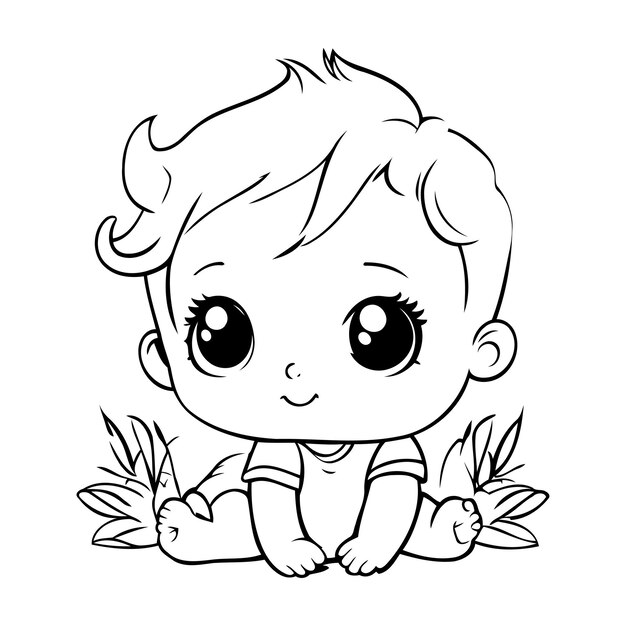 Vecteur illustration vectorielle mignon petit garçon pour livre de coloriage ou page