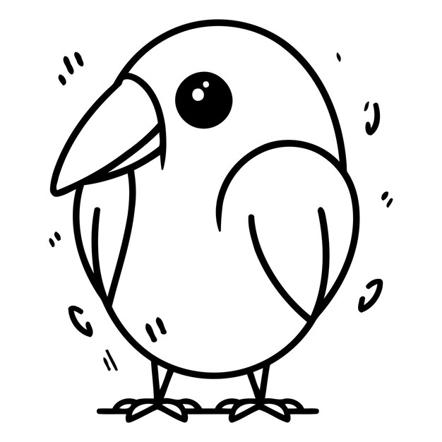 Illustration Vectorielle D'un Mignon Petit Oiseau Isolé Sur Fond Blanc Conception D'art De Ligne Pour Site Web Publicitaire Panneau D'affichage Et Impression