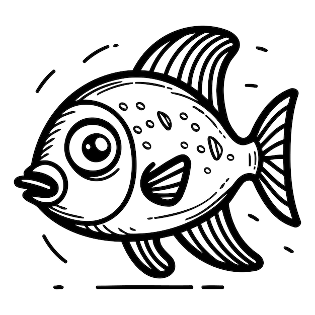 Vecteur illustration vectorielle d'un mignon poisson de dessin animé isolé sur fond blanc