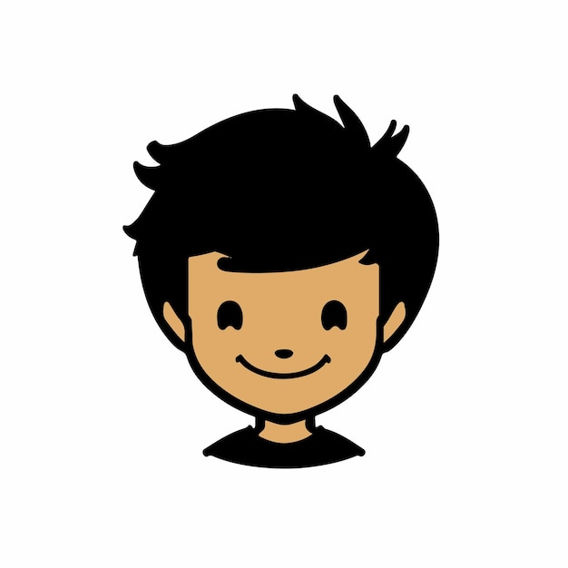 Vecteur illustration vectorielle d'un mignon visage de garçon kawaii sur un fond blanc