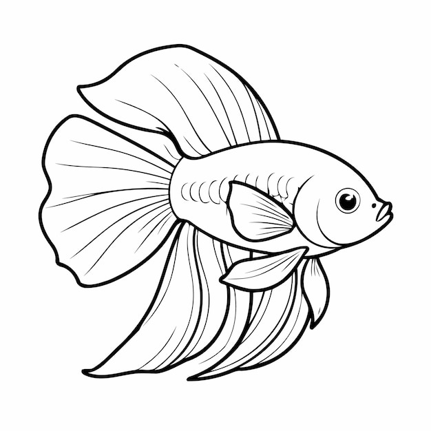 Illustration vectorielle mignonne dessin de Betta pour les tout-petits activité de coloration