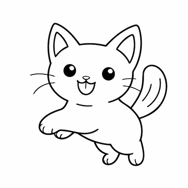 Illustration vectorielle mignonne dessin de chat pour enfants page de coloriage