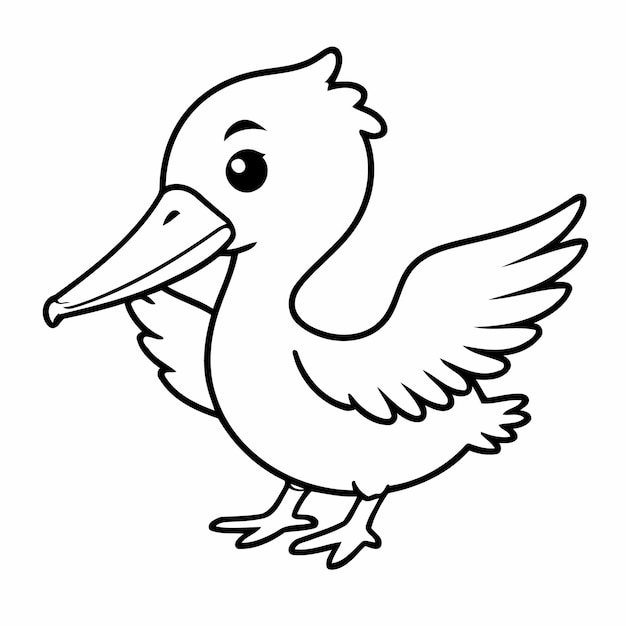 Illustration vectorielle mignonne dessin de pélican pour les enfants page