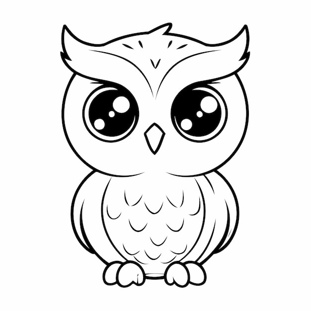 Vecteur illustration vectorielle mignonne dessinée à la main par un hibou pour les tout-petits