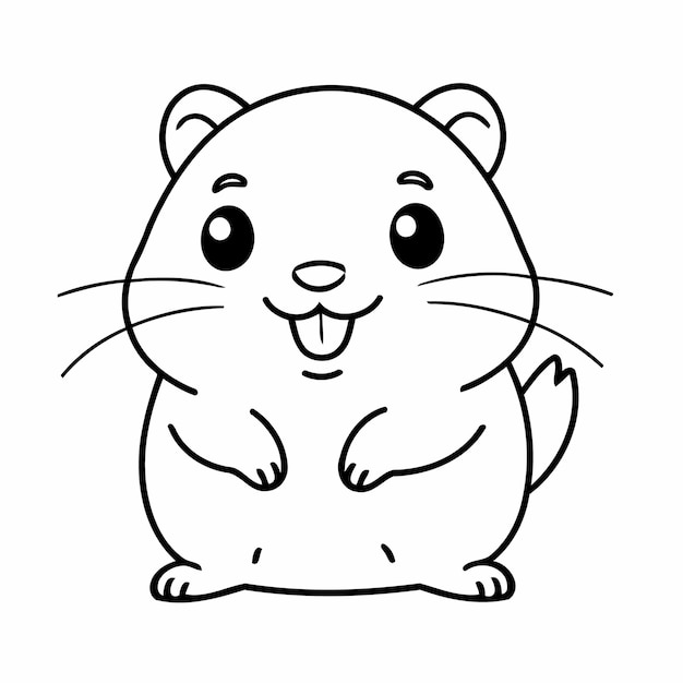 Vecteur illustration vectorielle mignonne doodle de hamster pour enfants page de coloriage