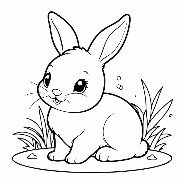 Vecteur illustration vectorielle mignonne lapin pour enfants feuille de travail de coloration