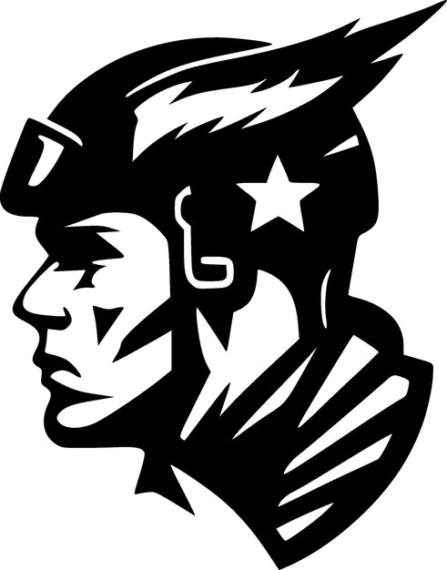 Vecteur illustration vectorielle militaire en noir et blanc