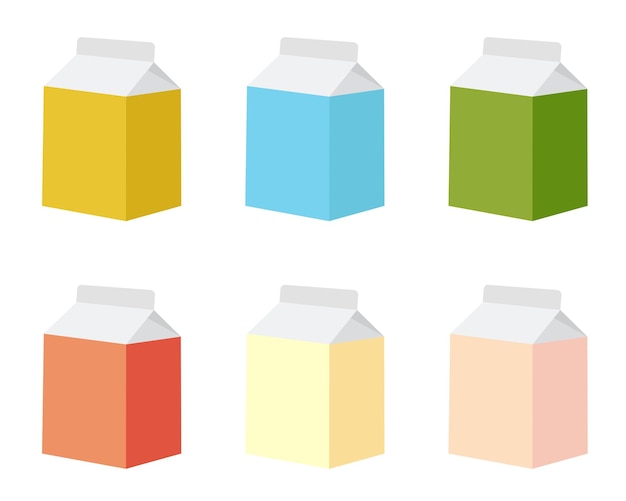 Illustration Vectorielle De Mini Boîtes De Jus Colorées