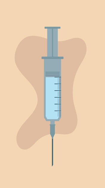 Vecteur illustration vectorielle minimale d'une seringue ou d'une injection, d'une aiguille médicale plate ou d'un vaccin