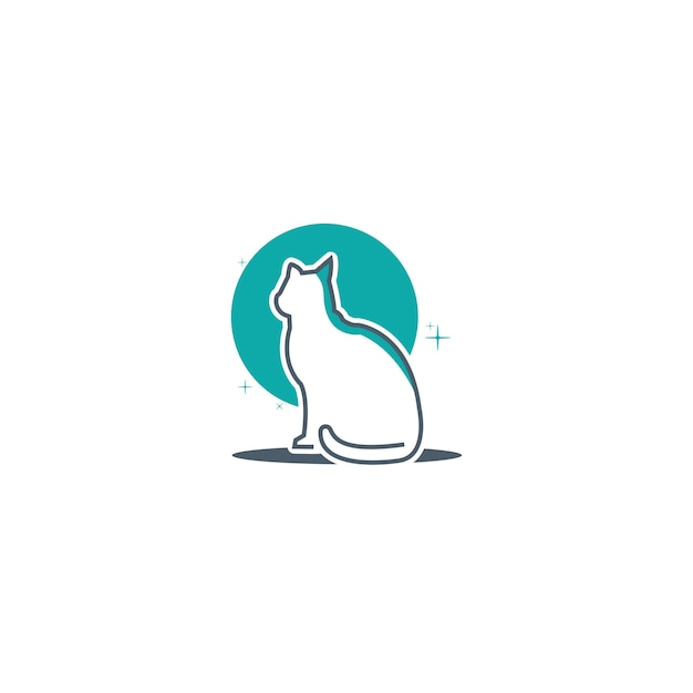 Vecteur illustration vectorielle minimaliste de logo de chat monoline d'un chat avec modèle de logo de style art en ligne
