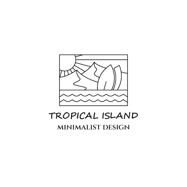 Illustration vectorielle minimaliste de logo d'icône d'art de ligne d'île tropicale