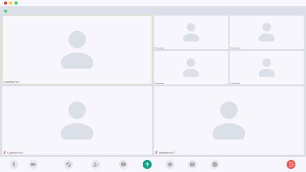 Illustration vectorielle de la mise en page d'une application de vidéoconférence Parfait pour les éléments de conception d'une réunion en ligne maquette webinaire et classe virtuelle