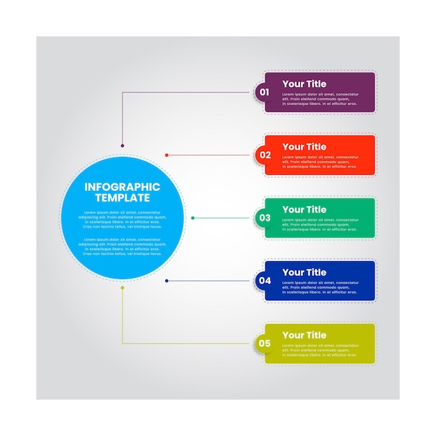 Illustration vectorielle Modèle d'infographie d'entreprise de présentation 5 options