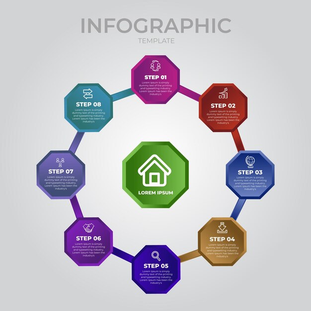 Illustration Vectorielle De Modèle Infographique De Diagramme Circulaire Plat Moderne