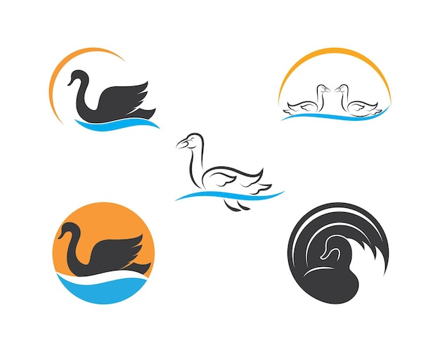 Illustration Vectorielle De Modèle De Logo De Cygne