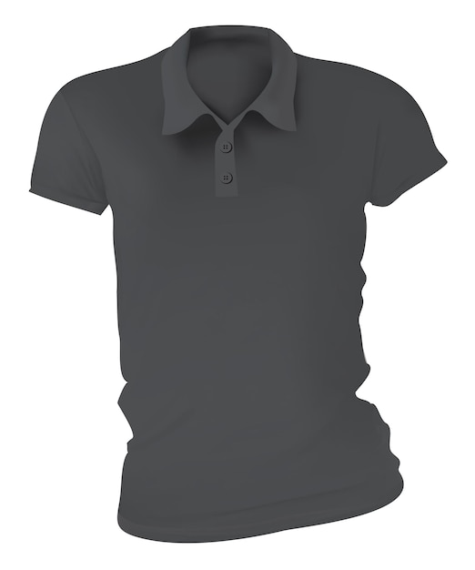 Vecteur illustration vectorielle d'un modèle de t-shirt de polo féminin noir blanc isolé sur blanc