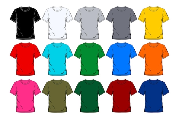 Illustration vectorielle de modèles de t-shirt coloré vierge