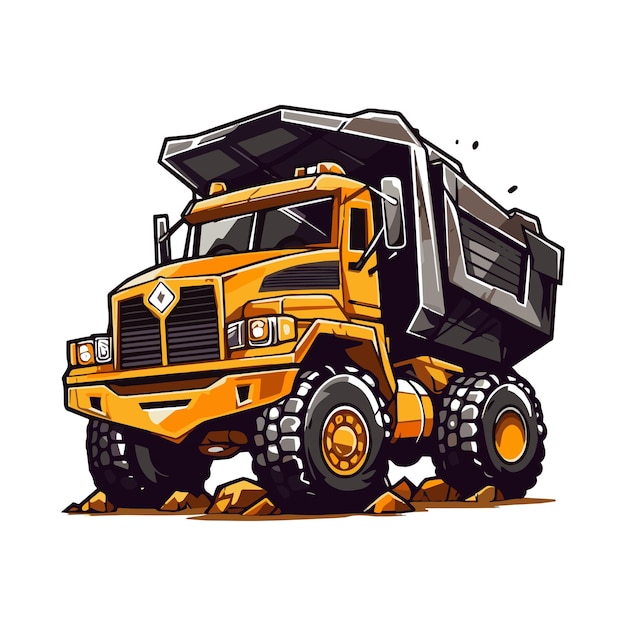 Vecteur une illustration vectorielle moderne de la mascotte de mining truck avec un fond blanc