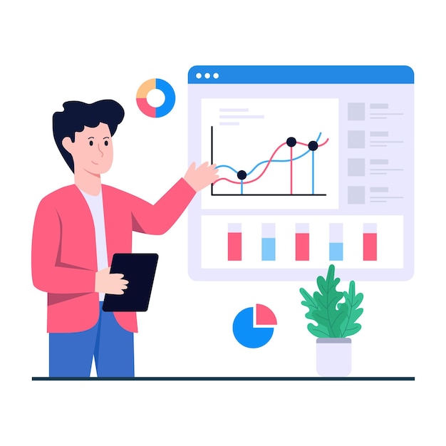 Illustration vectorielle modifiable d'analyse de données en ligne