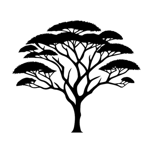 Vecteur illustration vectorielle modifiable de la silhouette d'un arbre isolée sur un fond blanc