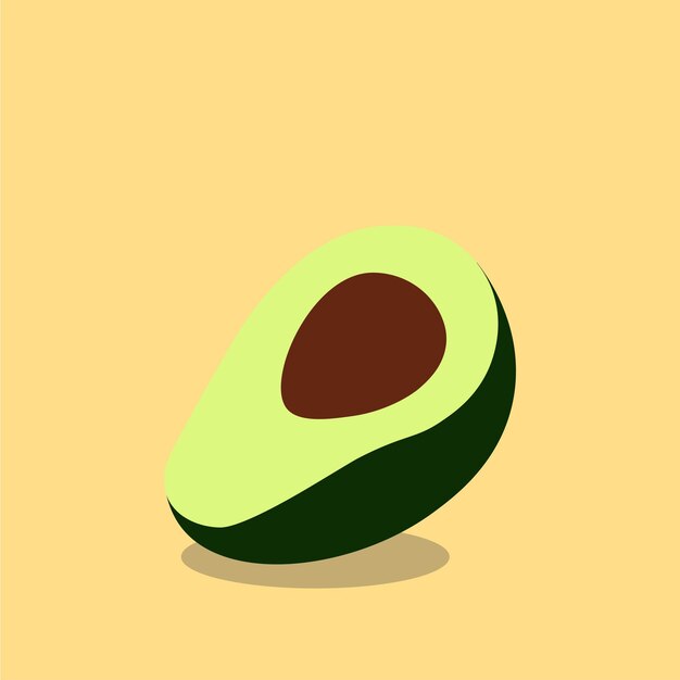 Illustration vectorielle d'une moitié d'avocat mûr placée sur un fond brun