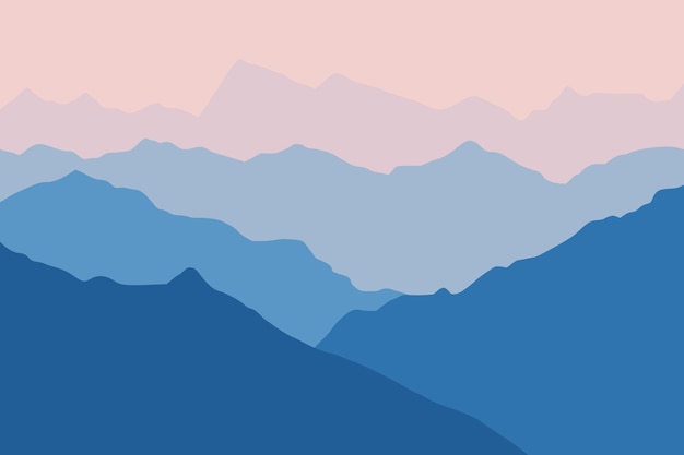 Illustration vectorielle des montagnes, crête dans la brume matinale