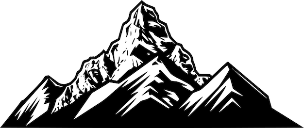 Vecteur illustration vectorielle des montagnes en noir et blanc
