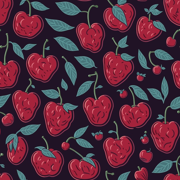 Illustration vectorielle de motif de cerises rouges juteuses sans couture