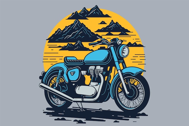 Illustration vectorielle de moto classique couleur moto pour logo motard club emblème autocollant t-shirt design impression