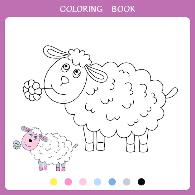 Illustration vectorielle de moutons mignons pour cahier de coloriage
