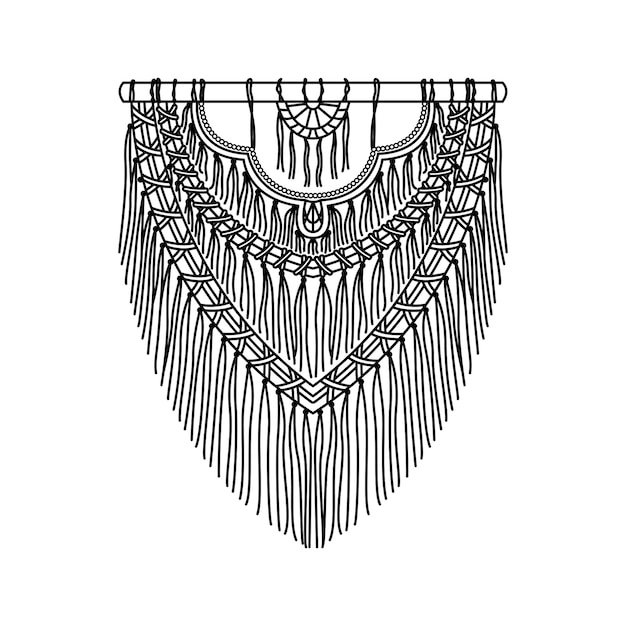 Illustration vectorielle de murale en macramé dans un style bohème.