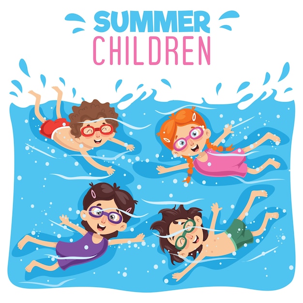 Illustration Vectorielle De Natation Enfant