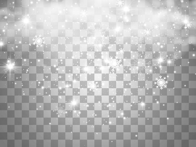 Illustration vectorielle de neige volante sur fond transparentPhénomène naturel des chutes de neige