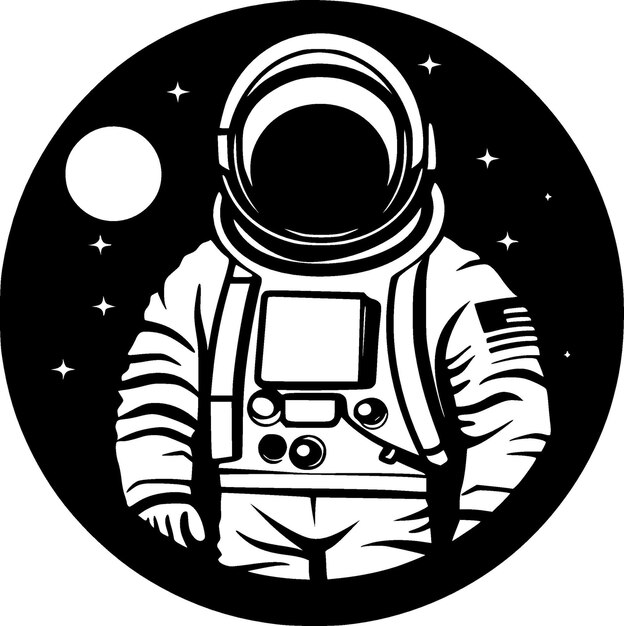 Vecteur illustration vectorielle en noir et blanc de l'astronaute