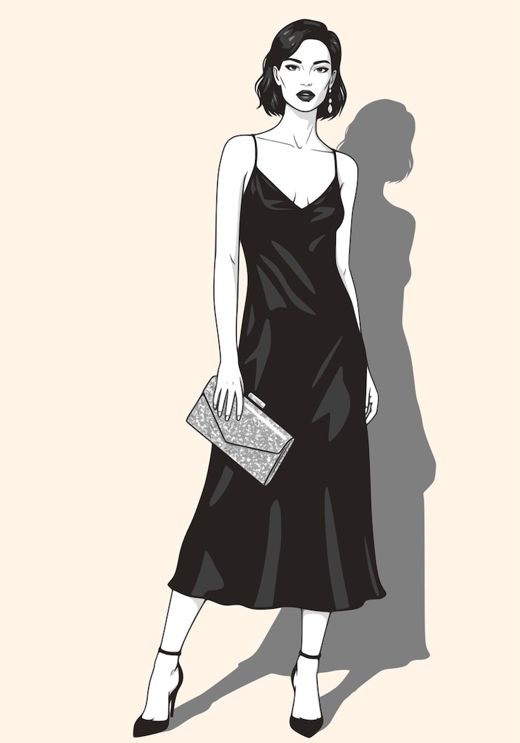 Vecteur illustration vectorielle en noir et blanc d'une belle femme