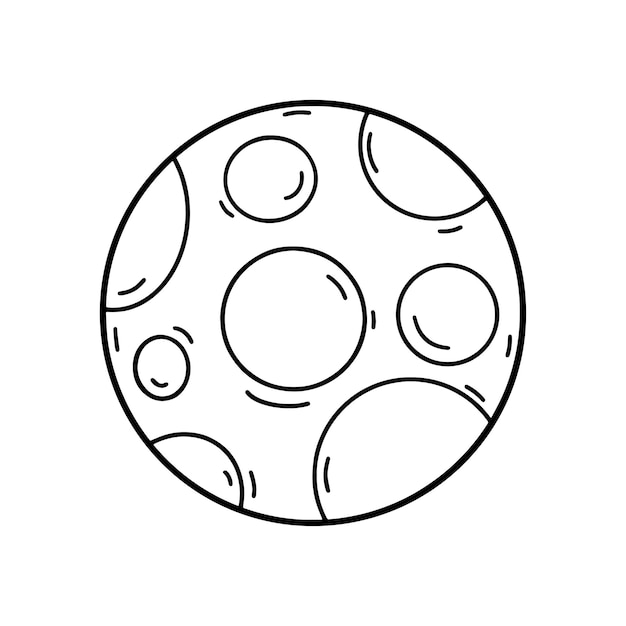 Vecteur illustration vectorielle noir et blanc coloriage de lune halloween pleine lune planète mars espace