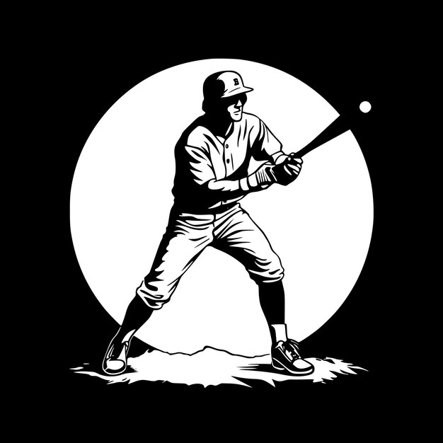 Vecteur illustration vectorielle en noir et blanc du baseball