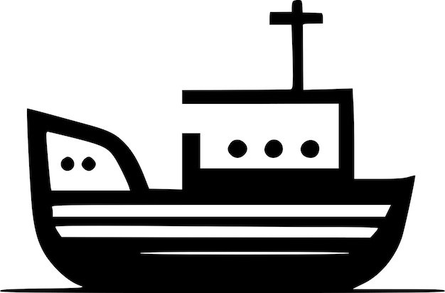 Vecteur illustration vectorielle en noir et blanc du bateau