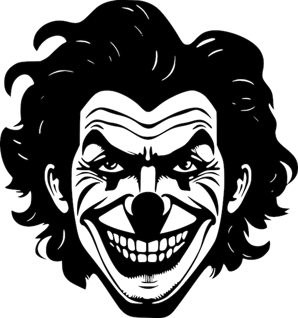 Illustration vectorielle en noir et blanc du clown