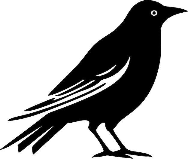 Vecteur illustration vectorielle en noir et blanc du corbeau