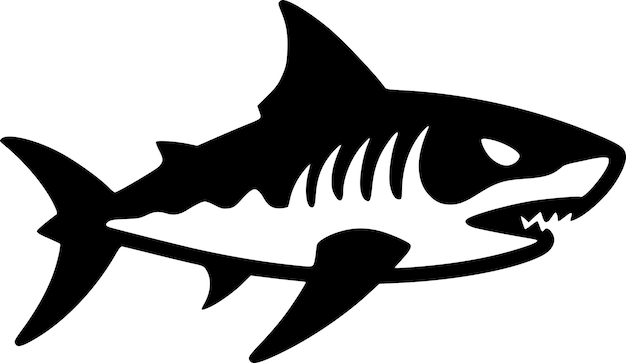 Illustration vectorielle en noir et blanc du requin